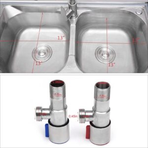 Commercial Restaurant Sink - Stainless Steel Utility Sink Free-standing Kitchen Sink Set Double Bowl Kitchen Sinks Commercial Pull Faucet Kitchen Sink & Faucet Combo with Strainer, 47Inch Rectangular