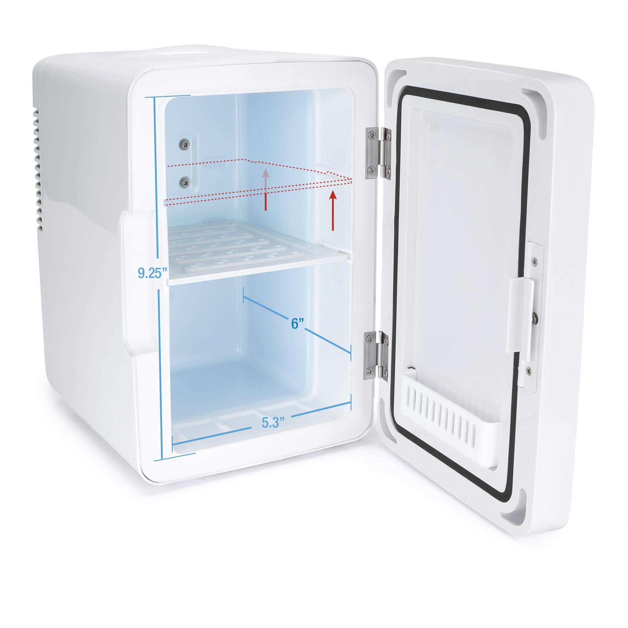 Personal Chiller LED Lighted Mini Fridge (White), 6 liters