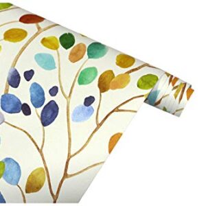 HAOKHOME 93047 Floral Peel and Stick Wallpaper Colorful Forest Beige/Orange/Blue Removable Contactpaper for Nursery Decorations 17.7in x 118in