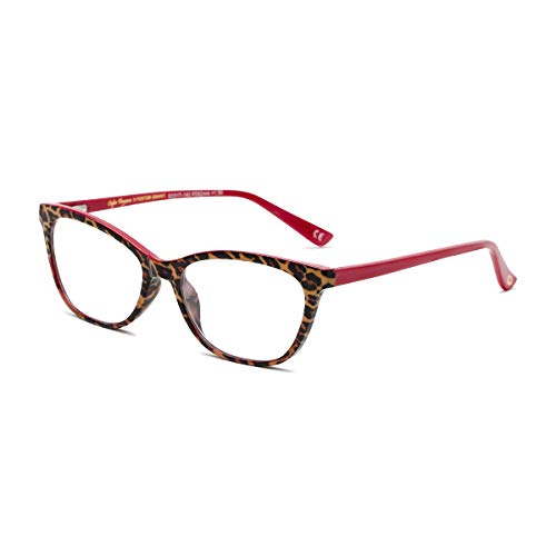 Sofia Vergara x Foster Grant Women's Teresa Cat-Eye Reading Glasses, Leopard Front Over Shiny Red Base, 52 mm + 1.75