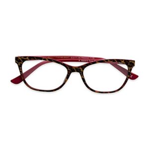 Sofia Vergara x Foster Grant Women's Teresa Cat-Eye Reading Glasses, Leopard Front Over Shiny Red Base, 52 mm + 1.75