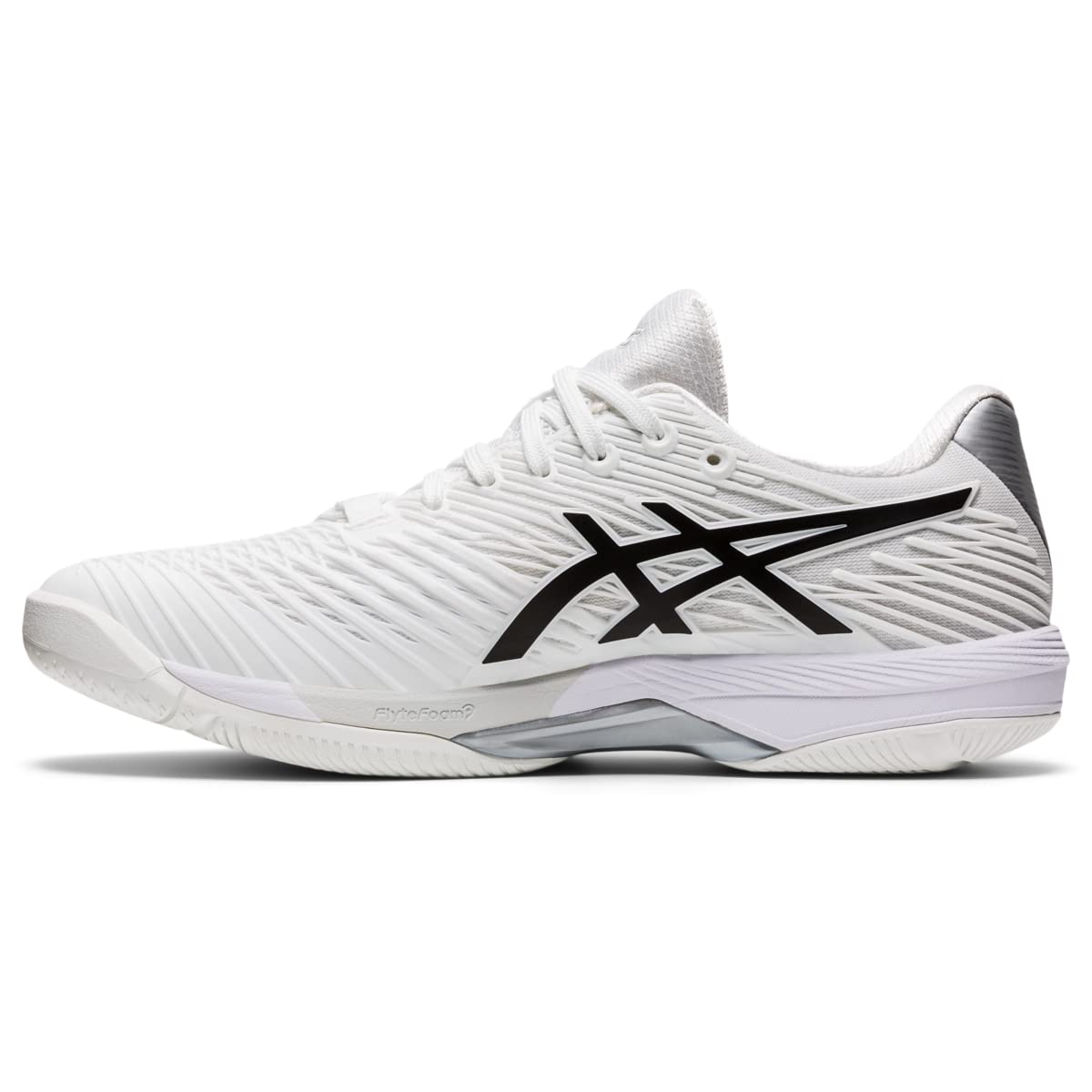 ASICS Men's SOLUTION SPEED FlyteFoam 2 Tennis Shoes, 10, WHITE/BLACK