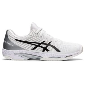 ASICS Men's SOLUTION SPEED FlyteFoam 2 Tennis Shoes, 10, WHITE/BLACK