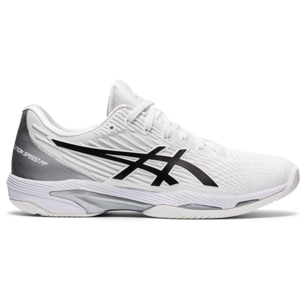 ASICS Men's SOLUTION SPEED FlyteFoam 2 Tennis Shoes, 10, WHITE/BLACK