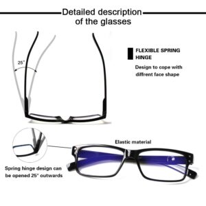 NORPERWIS 5 Pair Reading Glasses Quality Lightweight Blue Light Blocking Eyeglasses with Spring Hinge, Readers for Women Men (5 Pack Black-1, 2.50)