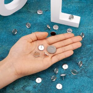 Pandahall 100Pcs Stainless Steel Stud Earring Cabochon Setting 12mm Flat Round Post Cup Bezel Tray with Loop for Jewelry Making Findings