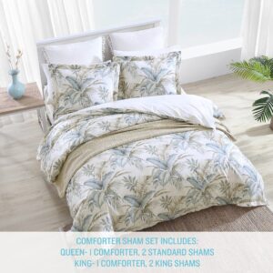 Tommy Bahama - King Comforter Set, Reversible Cotton Bedding with Matching Shams, All Season Home Decor (Bakers Bluff Blue, King)