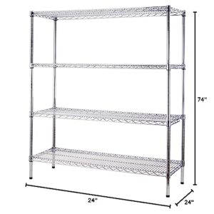 Regal Altair 24" Deep x 24" Wide x 74" High 4 Tier Chrome Wire Shelving Kit | NSF Commercial Storage Rack Unit