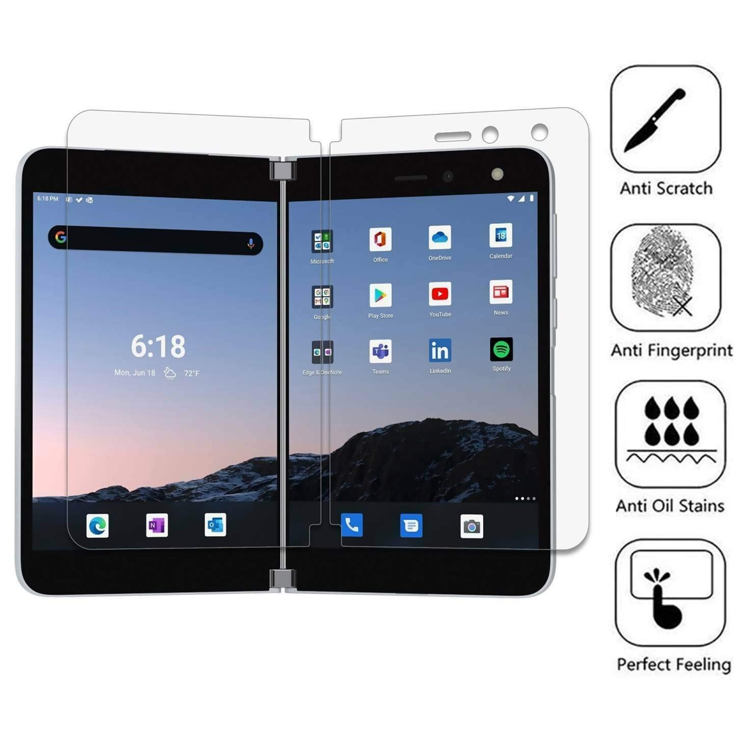 [BISEN] Fit for Microsoft Surface Duo Screen Protector, HD Clear, Anti-Scratch, Anti-Bubble, Lifetime Protection