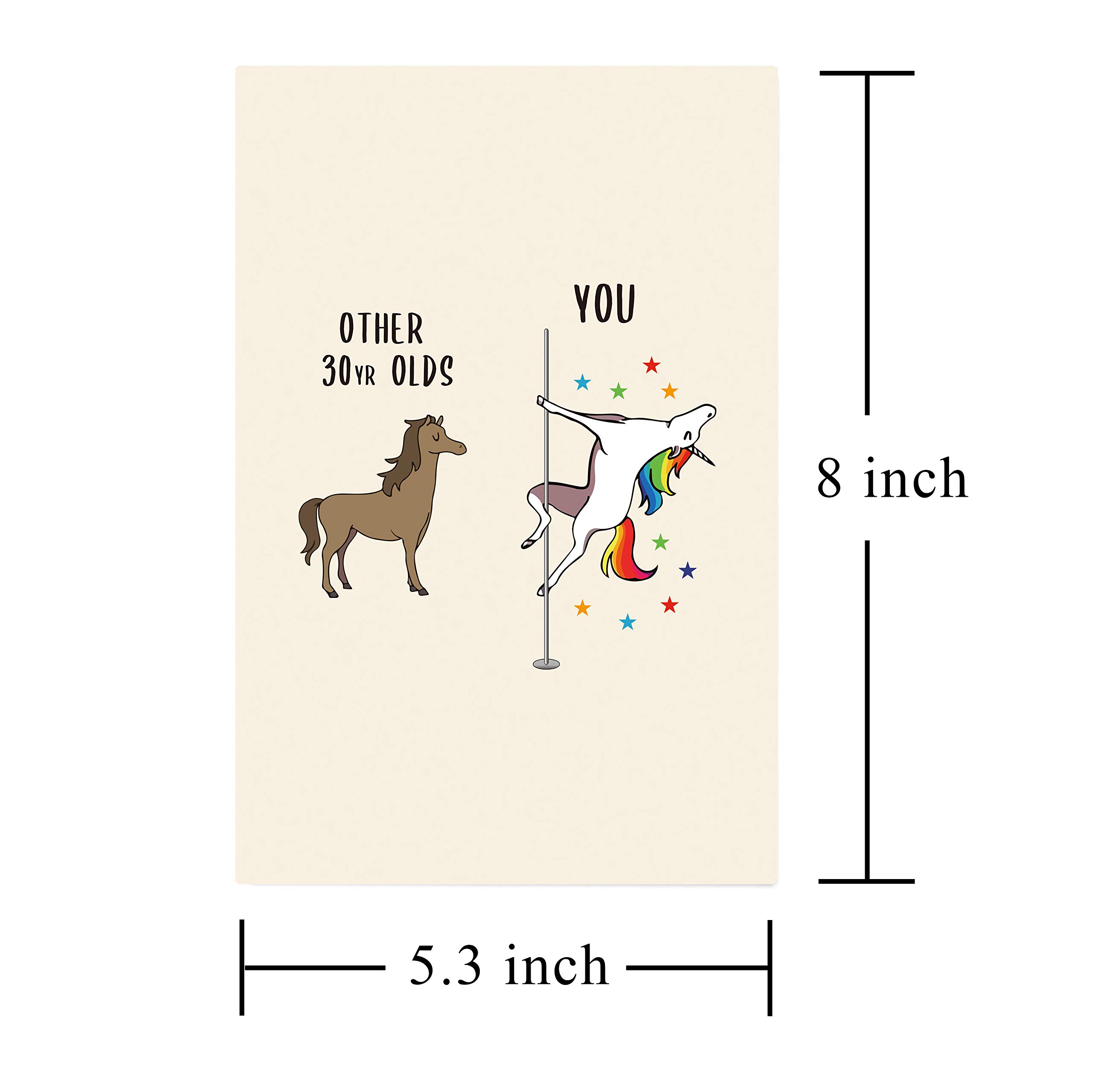 Kirynurd Unicorn Birthday Card, 30th Birthday Card For Men Women, Funny 30 Year Old Card, Pole Dancing Unicorn