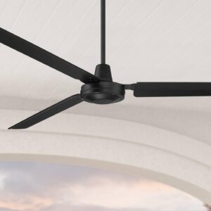 casa vieja 72" velocity modern large 3 blade indoor outdoor ceiling fan with wall control matte black metal damp rated patio exterior house home porch living room gazebo garage barn roof