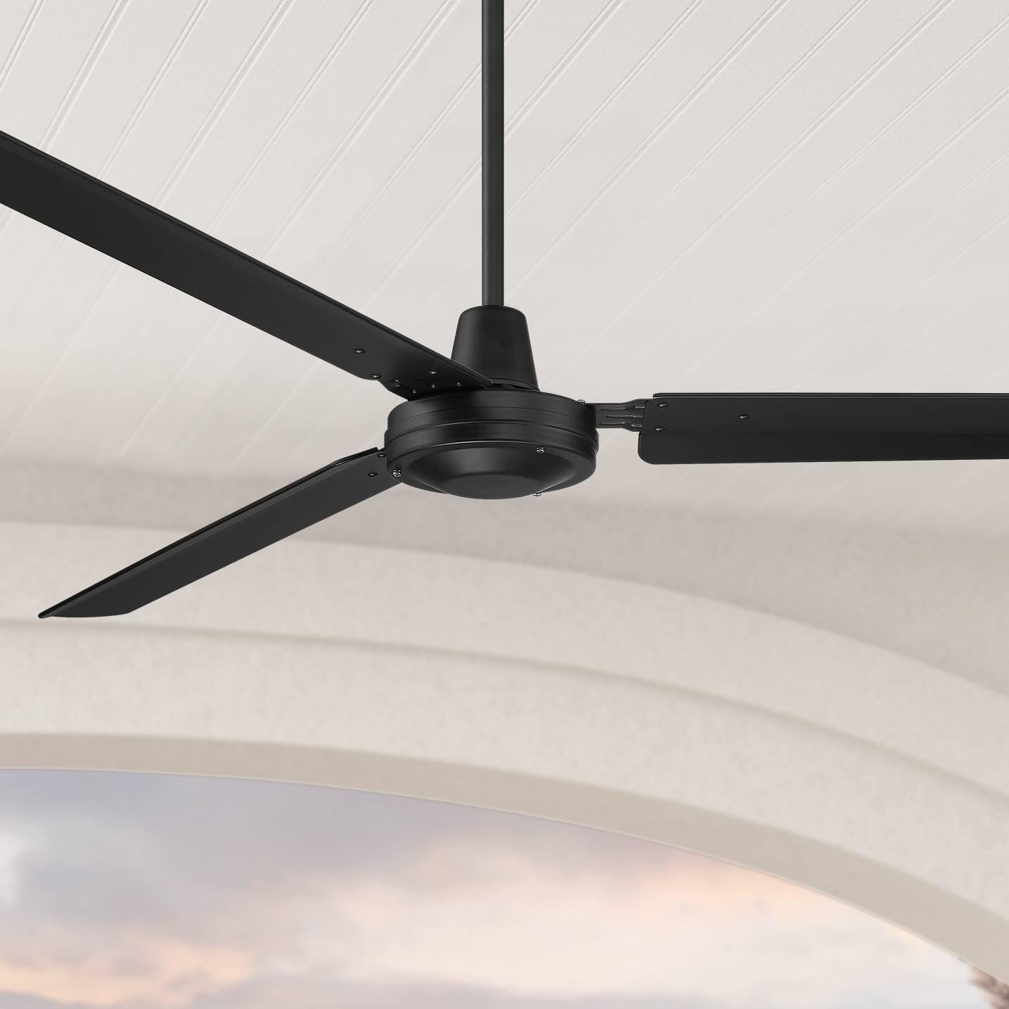 Casa Vieja 72" Velocity Modern Large 3 Blade Indoor Outdoor Ceiling Fan with Wall Control Matte Black Metal Damp Rated Patio Exterior House Home Porch Living Room Gazebo Garage Barn Roof