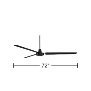 Casa Vieja 72" Velocity Modern Large 3 Blade Indoor Outdoor Ceiling Fan with Wall Control Matte Black Metal Damp Rated Patio Exterior House Home Porch Living Room Gazebo Garage Barn Roof