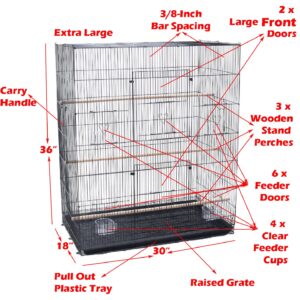 36" Extra Large Multiple Flight Bird Aviaries Budgie Canaries Finches LoveBirds Budgies Breeding Breeder Cage with Tight 3/8-Inch Bar Spacing