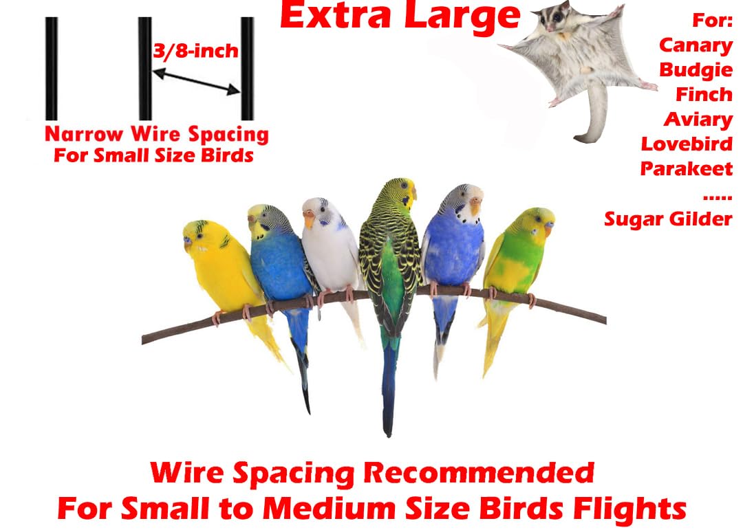 36" Extra Large Multiple Flight Bird Aviaries Budgie Canaries Finches LoveBirds Budgies Breeding Breeder Cage with Tight 3/8-Inch Bar Spacing