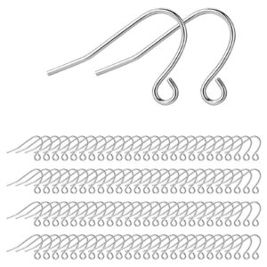 earring hooks white gold plated hypoallergenic ear wires for diy jewelry findings unisex（200pcs, 100 pairs）…