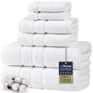 luxury 6-piece 100% cotton white turkish bath towel set - plush, absorbent, and thick