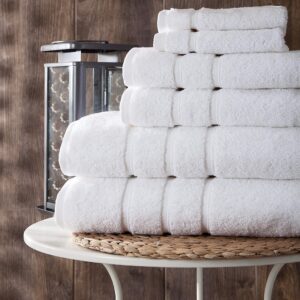 Luxury 6-Piece 100% Cotton White Turkish Bath Towel Set - Plush, Absorbent, and Thick