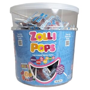 zollipops clean teeth pops, anti cavity lollipops, delicious assorted flavors, 1 lb tub