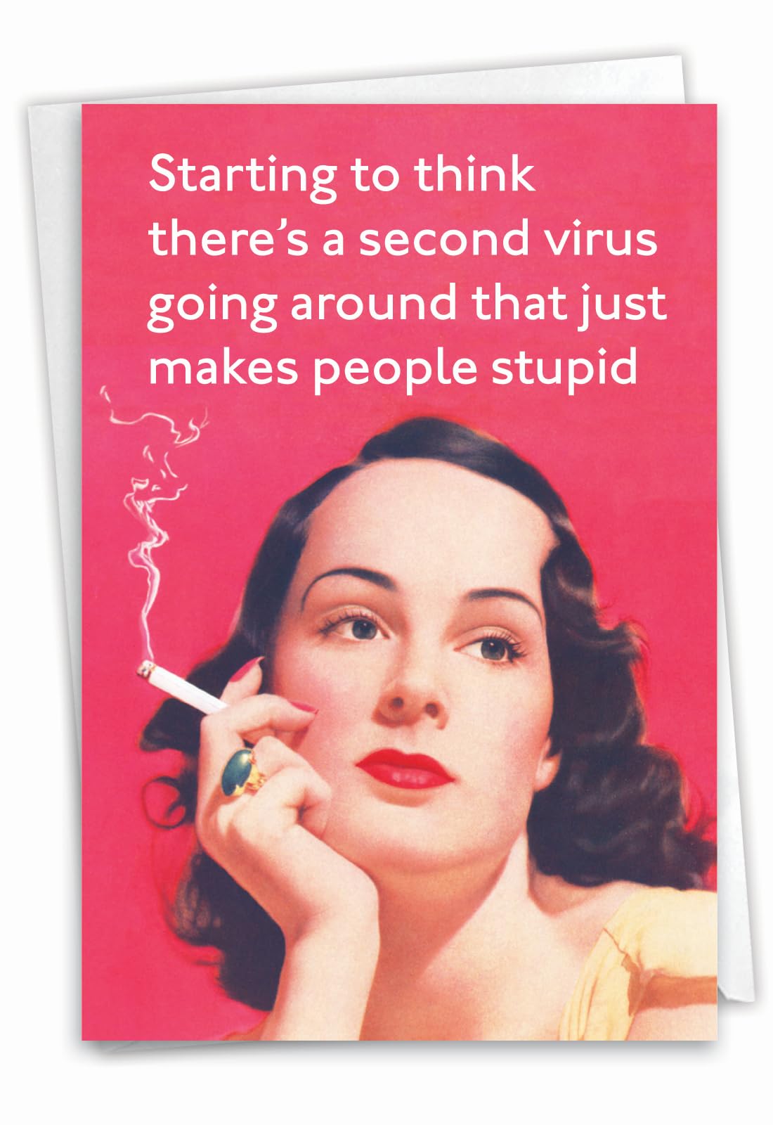 NobleWorks - 1 Funny Retro Birthday Card with Envelope - Hilarious Vintage Humor, Grown-Up Birthday Greeting - Second Virus C9367BDG