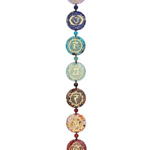 Jovivi Chakra Stones Hanging Ornament 7 Chakra Symbol Healing Crystals Hanging Tassels Wall Hanger for Yoga Meditation Window Car Crystal Decor Home Indoor Christmas Decoration