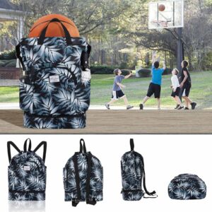 Kamo Drawstring Backpack Bag - Sport Swimming Yoga Backpack with Shoe Compartment, Two Water Bottle Holder for Men Women Large String Backpack Athletic Sackpack for Travel