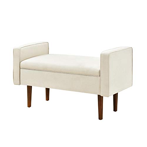 Home Fare Mid Century Upholstered Bench with Storage - Cream Fabric