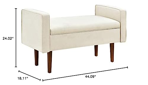 Home Fare Mid Century Upholstered Bench with Storage - Cream Fabric