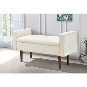 Home Fare Mid Century Upholstered Bench with Storage - Cream Fabric