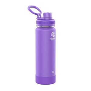 takeya actives 24 oz vacuum insulated stainless steel water bottle with spout lid, premium quality, nitro purple