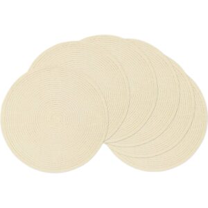 SHACOS Round Braided Placemats Set of 6 Round Table Mats for Dining Tables 15 inch (Cream, 6)