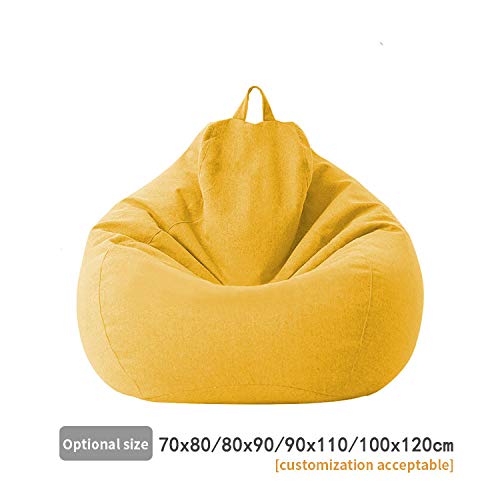 Bean Bag Chair Cover for Kids and Adults, Sturdy Zipper Beanbag Case, Sack Bean Bag, Zipper Storage Beanbag (No Filler) for Organizing Children Plush Toys Lazy Sofa Chairs (Yellow, S)