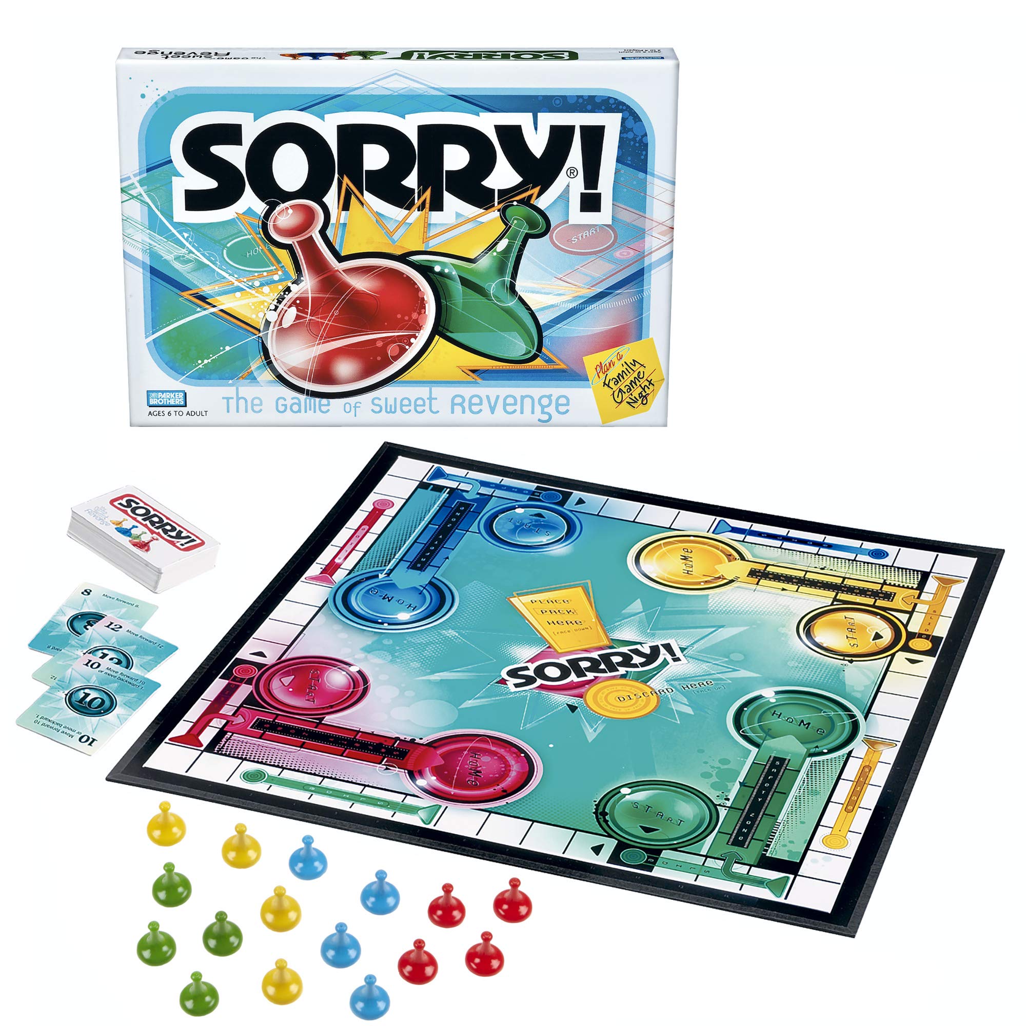 Hasbro Gaming Sorry! Family Board Games for Kids and Adults, 2 to 4 Players, Ages 6 and Up (Amazon Exclusive)