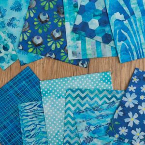 Chuanshui 12 PCS 11.4 x 11.4 inches (29 x 29 CM) 100% Cotton Craft Fabric Bundle for Patchwork 12 Different Pattern Pre-cut Quilting Fabric Square for DIY Craft Sewing (blue pattern)