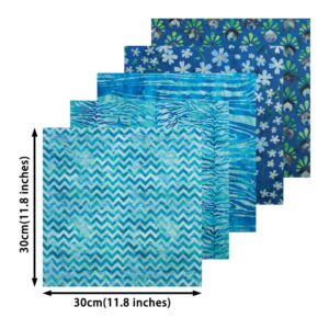 Chuanshui 12 PCS 11.4 x 11.4 inches (29 x 29 CM) 100% Cotton Craft Fabric Bundle for Patchwork 12 Different Pattern Pre-cut Quilting Fabric Square for DIY Craft Sewing (blue pattern)