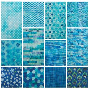 Chuanshui 12 PCS 11.4 x 11.4 inches (29 x 29 CM) 100% Cotton Craft Fabric Bundle for Patchwork 12 Different Pattern Pre-cut Quilting Fabric Square for DIY Craft Sewing (blue pattern)