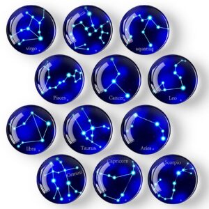 cosow 12pcs glass strong magnetic refrigerator magnet fridge sticker - round constellation glass fridge decoration, office whiteboard magnet, dishwasher magnet, cabinet cute locker magnet…