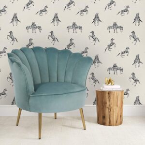 Novogratz x Tempaper Waverly White Zebras in Love Removable Peel and Stick Wallpaper, 20.5 in X 16.5 ft, Made in the USA