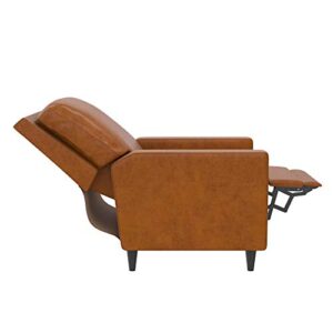 Novogratz Lana Pushback, Living Room Accent Chair, Camel Faux Leather Recliner (DA2025109N)