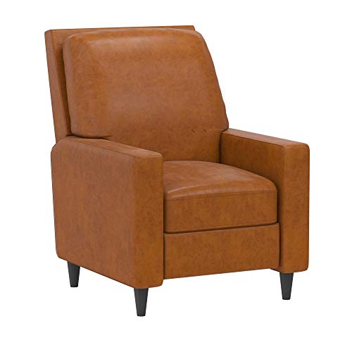 Novogratz Lana Pushback, Living Room Accent Chair, Camel Faux Leather Recliner (DA2025109N)