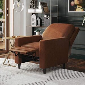 Novogratz Lana Pushback, Living Room Accent Chair, Camel Faux Leather Recliner (DA2025109N)