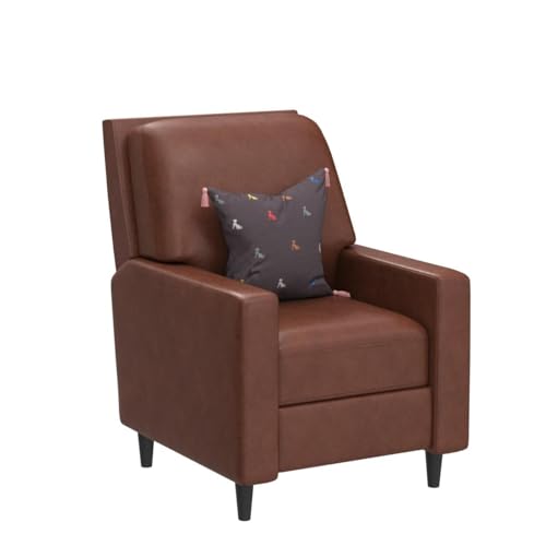 Novogratz Lana Pushback, Living Room Accent Chair, Camel Faux Leather Recliner (DA2025109N)