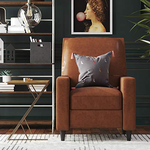 Novogratz Lana Pushback, Living Room Accent Chair, Camel Faux Leather Recliner (DA2025109N)