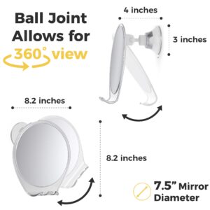 HONEYBULL Shower Mirror Fogless for Shaving - with Suction, Razor Holder for Shower & Swivel, Small Mirror, Shower Accessories, Bathroom Mirror, Holds 2 Razors (Extra-Large White)