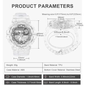 PINDOWS Watch for Men Digital Sports Watch, Outdoor Waterproof Military, LED Screen Large Face Dual Dial Time and Stopwatch Alarm Wristwatch (White Gold)