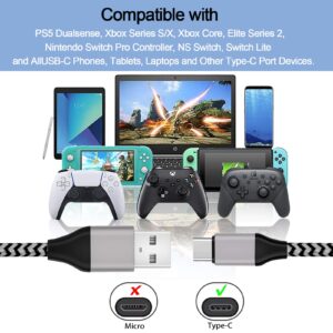 USB C 10FT Controller Cable Charger for PS5 Nylon Braided Extra Long USB Type C 3A High Speed Data Sync Cord for Playstation 5 Dualsense Xbox Series X/S Controller, Nintendo Switch Pro Controller