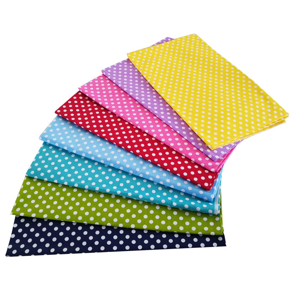 Fat Quarters Cotton Fabric Bundles 18" x 22" Quilting Fabric for Sewing,8 PCS Dots