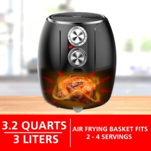 Brentwood 3.2-Quart Small Electric Air Fryer, Timer & Temp. Control (black, silver) (AF-300BK)