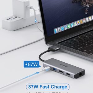 MacBook Pro Docking Station Dual Monitor MacBook Pro HDMI Adapter,9 in 1 USB C Adapters for MacBook Pro Air Mac HDMI Dock Dongle Dual USB C to Dual HDMI Ethernet 3USB SD/TF100W PD