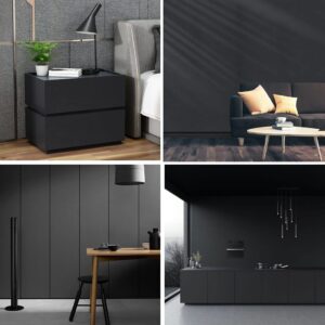 Matte Black Peel and Stick Wallpaper 17"x120", Self-Adhesive and Removable Vinyl Wallpaper Waterproof and Oil Proof Contact Paper for Cabinets Countertops Wall Covering